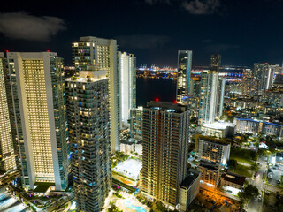 Fototapeta premium Aerial photo highrise buildings in Midtown Miami FL