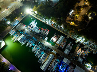 Miami International Boat Show circaa 2023 night photo