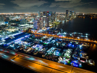 Miami International Boat Show circaa 2023 night photo
