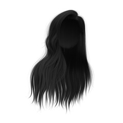 3d rendering straight hair isolated dark black