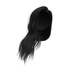 3d rendering straight hair isolated dark black
