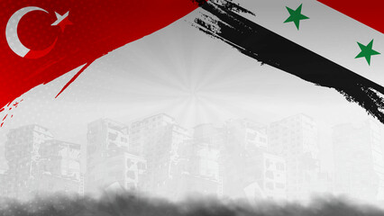 Turkey and Syria Flag - Turkey Earthquake - Syria Earthquake - Earthquake Background