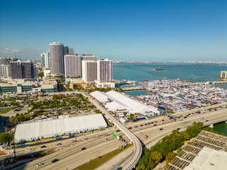 Naklejka na ściany i meble Drone photo Miami Boat Show 2023