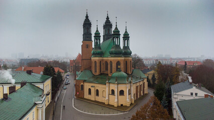 Aerial view of a cathedral in the city