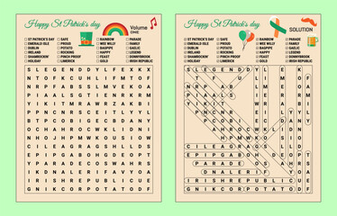 St Patrick's Day Word Search Puzzle - volume one