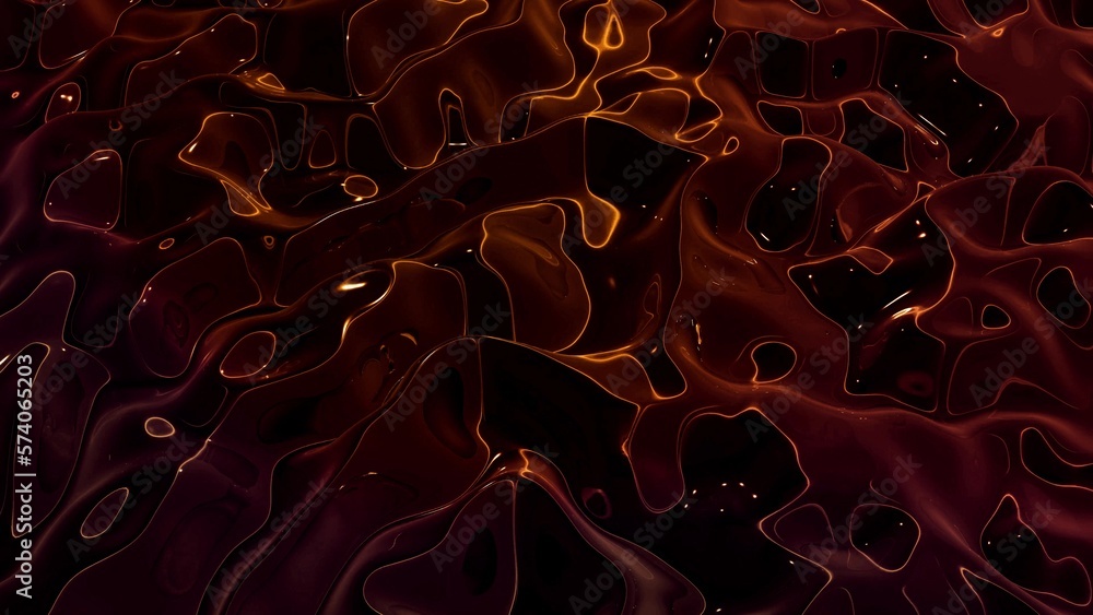 Poster abstract background with wavy sparkling golden liquid pattern on shiny glossy surface. viscous yello