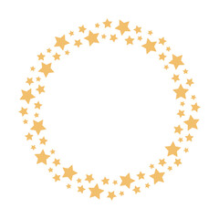 Round border frame garland with yellow stars. Can be used for card, kids' bedclothes. Isolated vector and PNG illustration on transparent background.