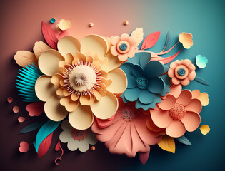 Spring Vibes: Cool 3D Abstract Graphic Design for the Season - obrazy, fototapety, plakaty