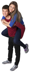 Obraz premium Young couple - piggy back ride