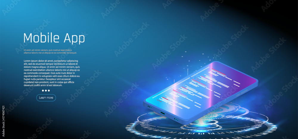 Poster realistic smartphone mockup. device ui/ux mockup for presentation template. internet of things conce
