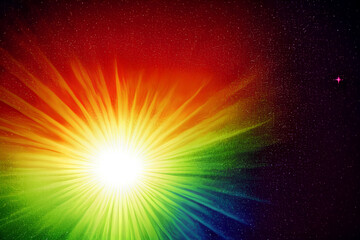 Obraz premium Rainbow sunburst background with glittering stars