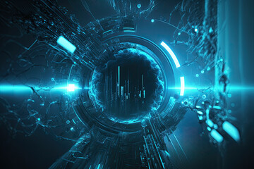 Obraz premium technology cyberspace abstract background, Generative AI