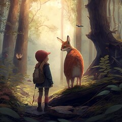 Friendship and Adventure in the Heart of the Forest Enchanted Woods - Capturing the Essence of Nature Generative AI technology