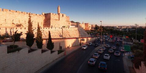Obraz premium Jerusalem, Tower of David, Old City wall