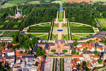 Schlossgarten Schwetzingen,.Aerial View Baden Wuerttemberg Germany - obrazy, fototapety, plakaty