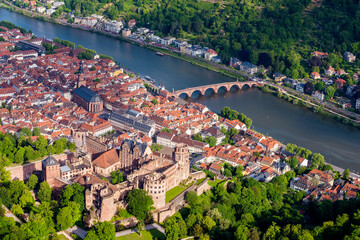 Fototapeta na wymiar Heidelberg Schloss,.Heidelberg Aerial View Baden Wuerttemberg Germany