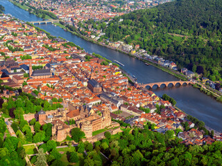 Heidelberg Castle,.Aerial View Baden Wuerttemberg Germany