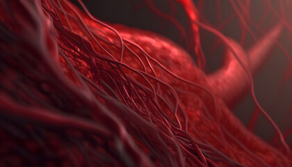 closeup of blood cells, molecules, veins, generative 