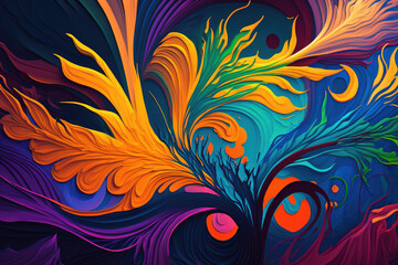 Colorful Abstract Background, A vibrant and dynamic mixture of bright hues and flowing lines come together in a fluid and rhythmic composition.  