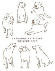 Labrador Retriever Outline Illustrations in Various Poses 4