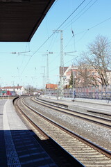 railroad journey rails sleepers contrast line construction silhouette