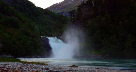 A Waterfall in the Twilight