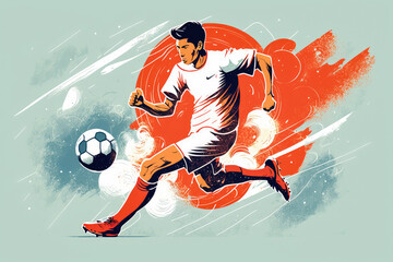 Soccer Star in the Making Illustration of a young soccer player practicing dribbling skills, generative ai