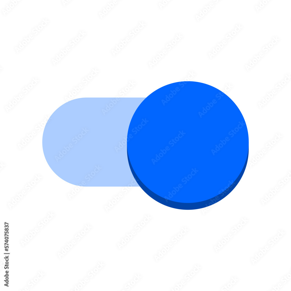 Poster on off blue switch button toggle slider icon set. vector image.