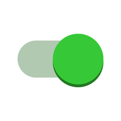 On Off Green Switch Button Toggle Slider Icon Set. Vector Image.