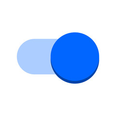 On Off Blue Switch Button Toggle Slider Icon Set. Vector Image.