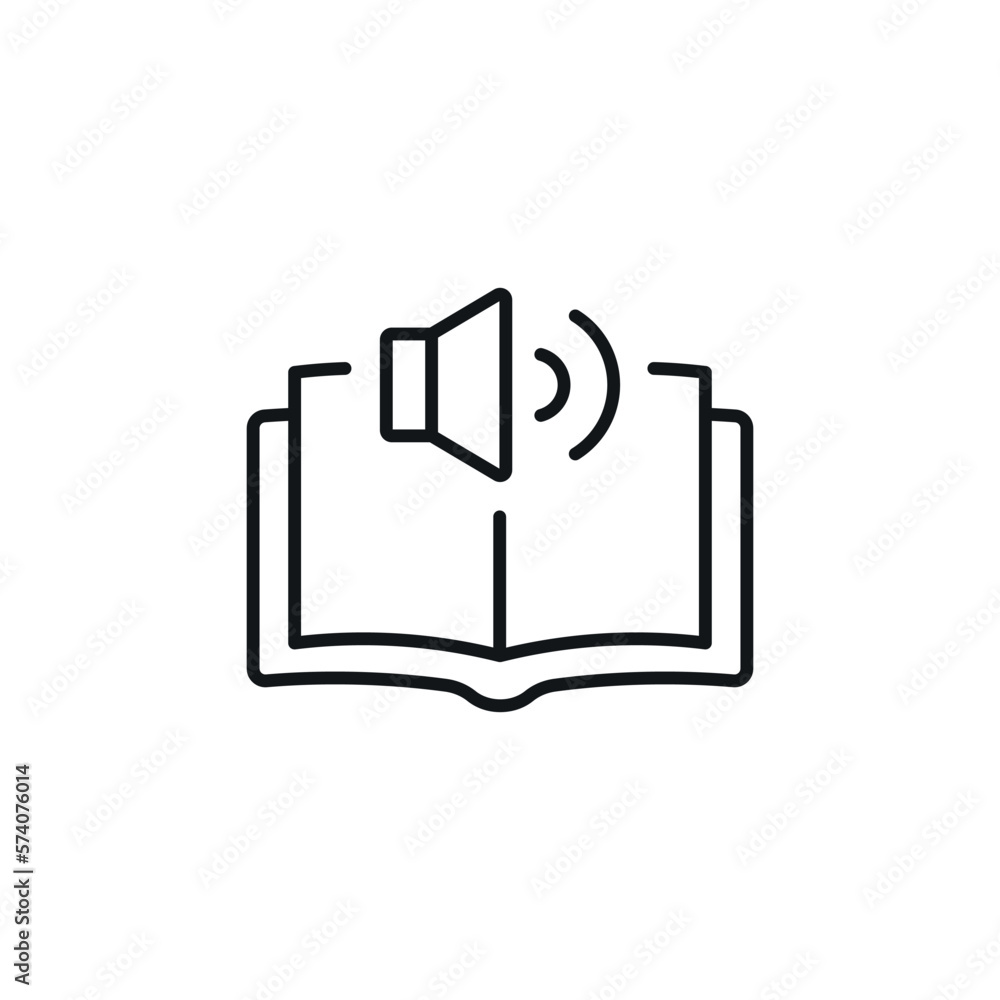 Poster audiobook linear icon. thin line customizable illustration. contour symbol. vector isolated outline 