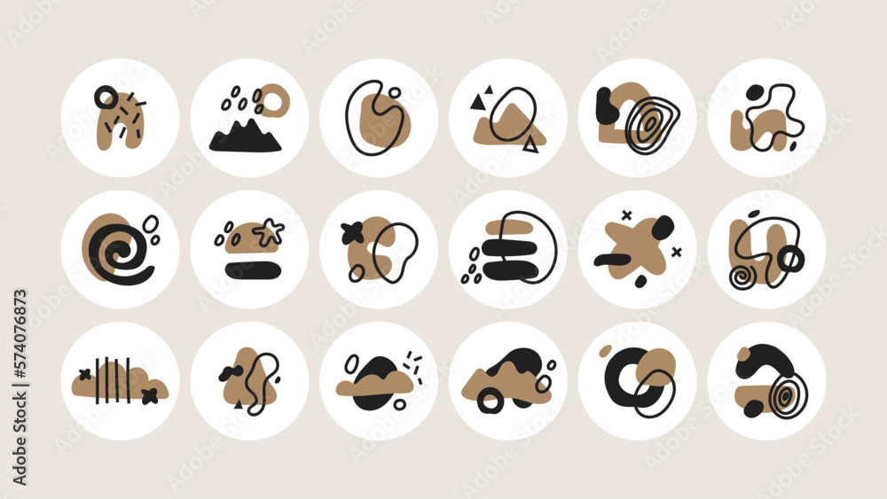 Poster set of abstract highlight covers. abstract with hand drawn vector illustration. various abstract sha
