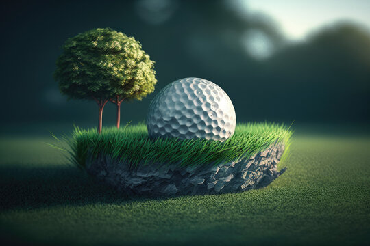 abstract image of a golf ball on a meadow. Generative AI