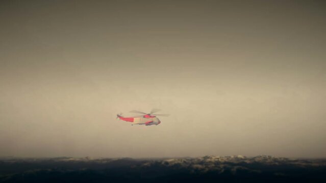 Coast Guard Resque Helicopter Heavy Weather 3D Video Animation