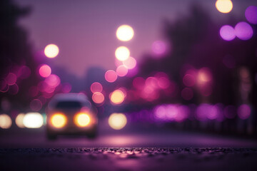 Street Golden Bokeh Lights Background Wallpaper, Generative AI