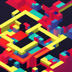 Fototapeta na wymiar Abstract geometric colorful randomized shapes