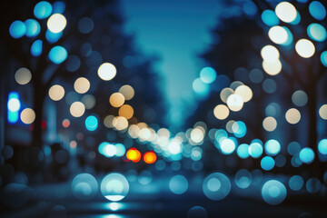 Street Bokeh Lights Background Wallpaper, Generative AI
