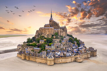 Mont Saint Michel,.Manche.Normany,France - obrazy, fototapety, plakaty
