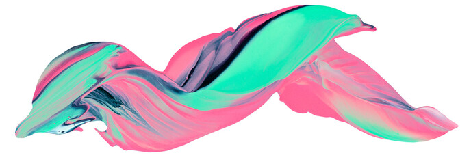 Green Pink Abstract Paint Stroke Fluid Liquid isolate