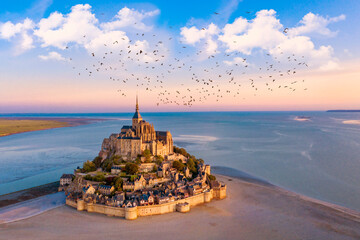 Aerial View of Mont St Michel,Normandy France