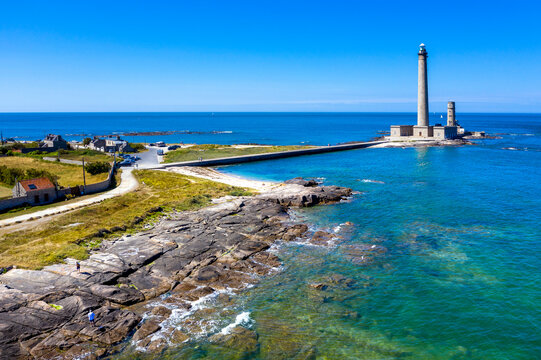 Aerial view Phare de Gatteville,.Barfleur.Manche,Normandy,France
