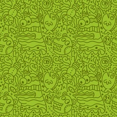 Cartoon monsters seamless emoticons aliens pattern for kids clothes print and wrapping paper and fabrics 