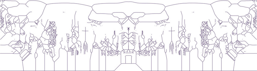 Abstrakter gespiegelter Hintergrund - surreale und komplexe Vektor-Linien-Muster