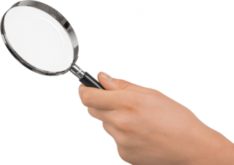Human hand holds magnifying Glass