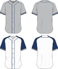 Baseball Jersey Sport Team Uniform Mockup Sketch Template Technical CAD Illustration