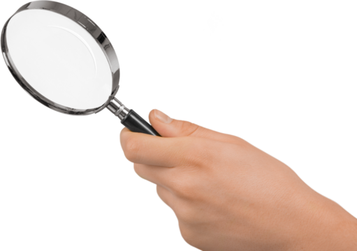 Human hand holds magnifying Glass