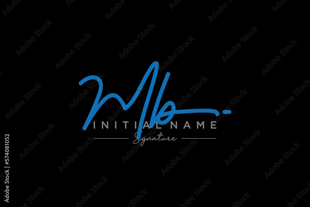 Wall mural Initial MB signature logo template vector. Hand drawn Calligraphy lettering Vector illustration.