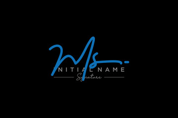 Initial MS signature logo template vector. Hand drawn Calligraphy lettering Vector illustration.