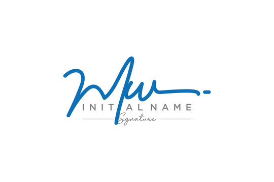 Initial MW signature logo template vector. Hand drawn Calligraphy lettering Vector illustration.
