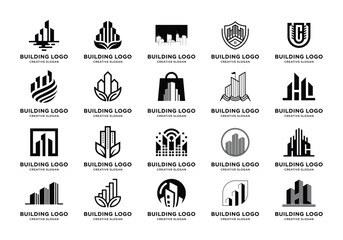 Modern building creative logo bundle.